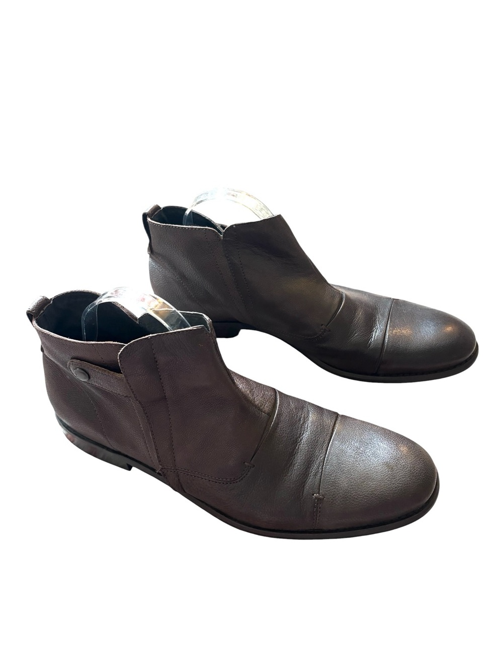 John Varvatos dark brown leather side zip ankle boots - Picture 6 of 8